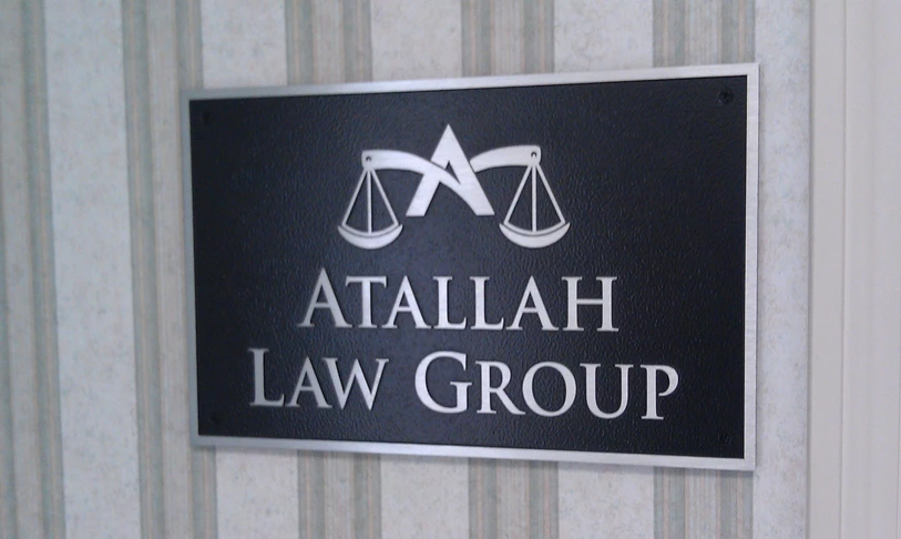 Indoor Graphics raised metal letters Atallah Law Group NH Boston MA
